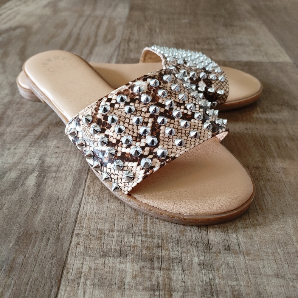 C&C california snake skin studded slides sandals size 8